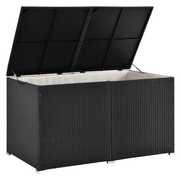 Úložný box z polyratanu 950 l, čierny, s vnútornou plachtou