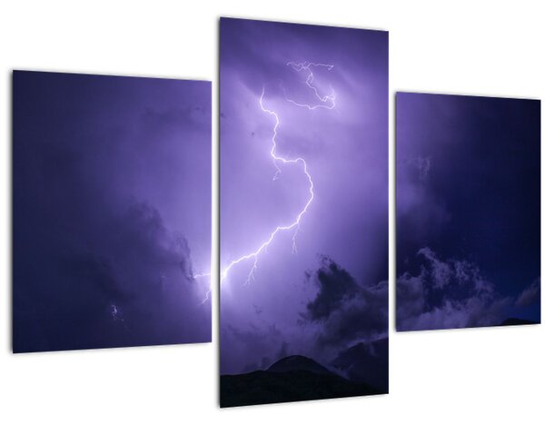 Obraz - fialová obloha a blesk (90x60 cm)