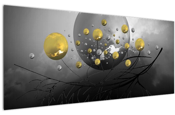 Obraz zlatých abstraktných gulí (120x50 cm)