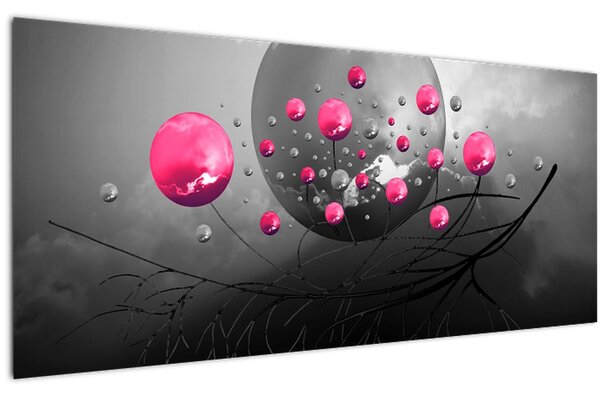 Obraz ružových abstraktných gulí (120x50 cm)