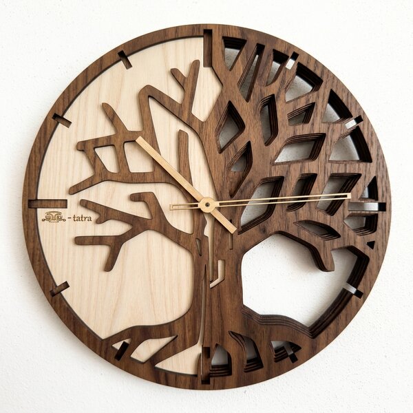 3D Dubové drevené hodiny T-Tatra Oak 30cm-50cm-80cm Strom života Atama