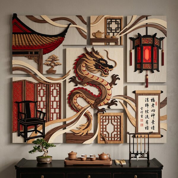 Drevený obraz s UV tlačou - China room Eve