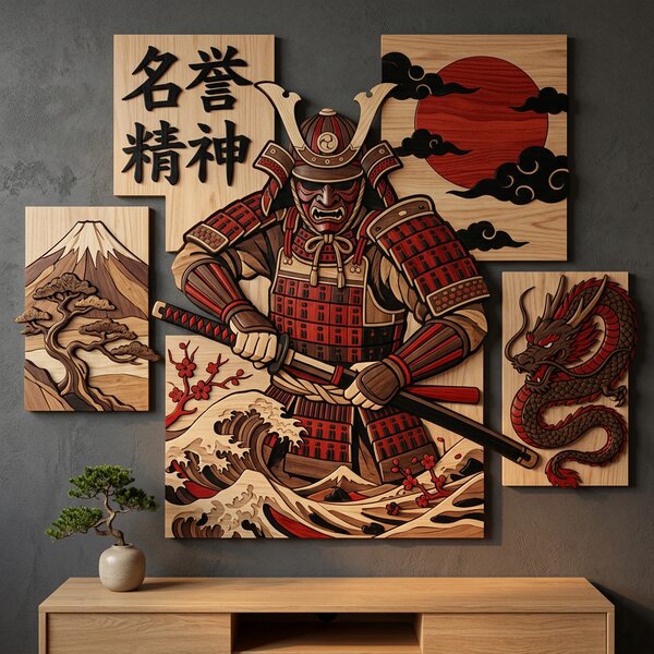 Drevený obraz s UV tlačou - Samurai Gato