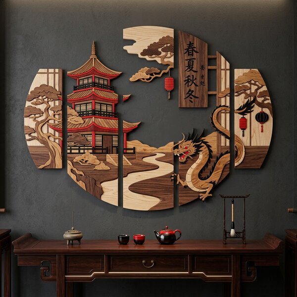 Drevený obraz s UV tlačou - China room Zigo