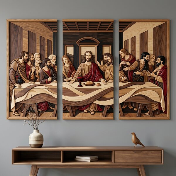 Drevený obraz s UV tlačou - Posledná večera - Da Vinci