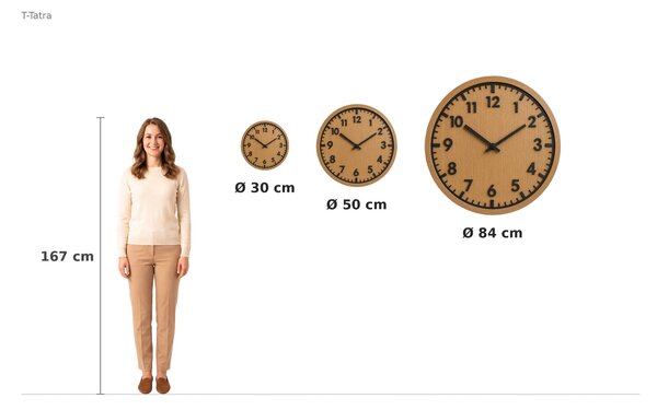 3D Dubové drevené hodiny Siena 30cm-50cm-80cm