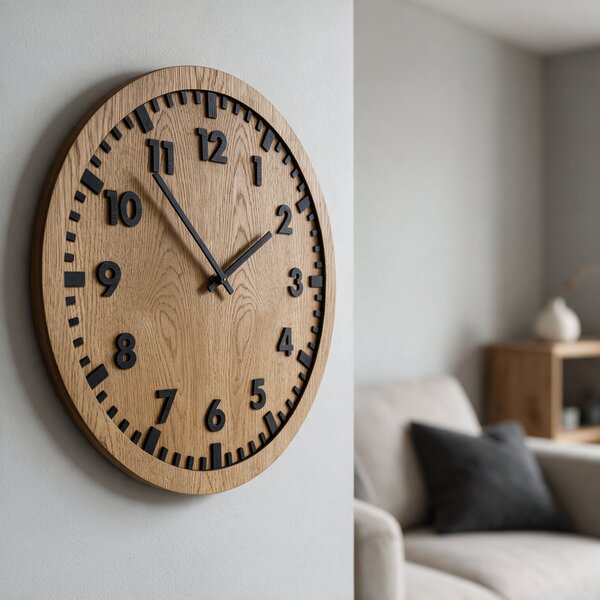 3D Dubové drevené hodiny Siena 30cm-50cm-80cm