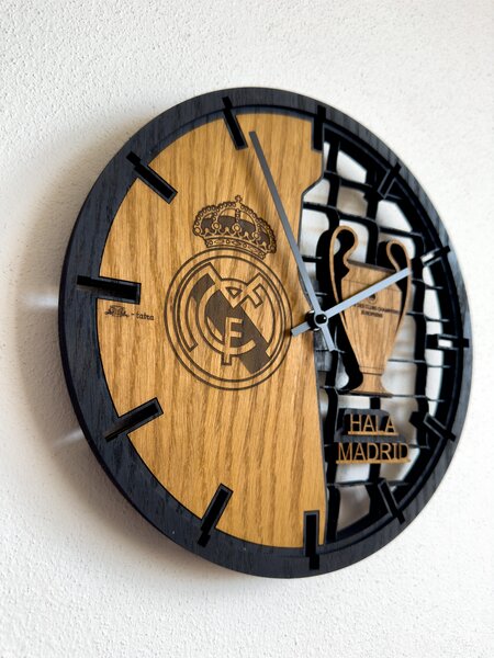 3D Dubové drevené hodiny Real Madrid 30cm-50cm-80cm