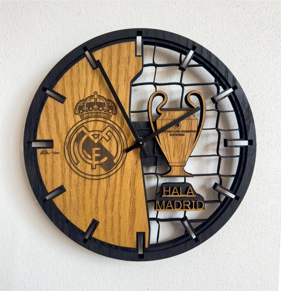 3D Dubové drevené hodiny Real Madrid 30cm-50cm-80cm