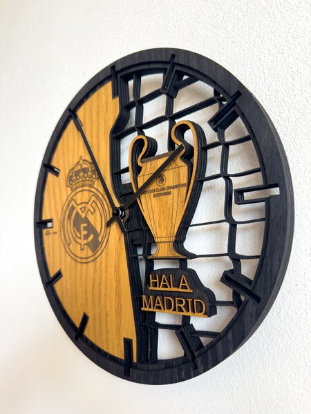 3D Dubové drevené hodiny Real Madrid 30cm-50cm-80cm