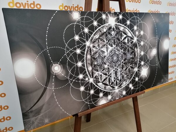 Obraz očarujúca Mandala v čiernobielom prevedení