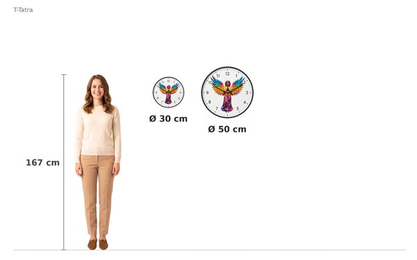 Tiché HDF hodiny - Anjel Radosť 3mm