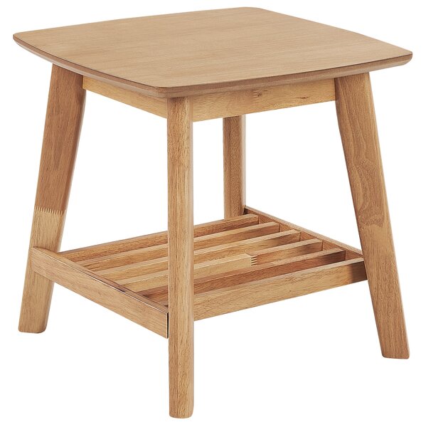 Odkladací stolík svetlohnedý MDF stolová doska nohy z kaučukového dreva 50 x 50 cm štvorcový tradičný dizajn