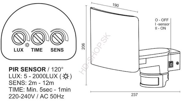 LED reflektor+senzor 24W/4000K čierny (LFX021)