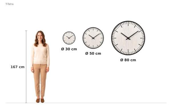 3D Dubové drevené hodiny Comes W 30cm-50cm-80cm