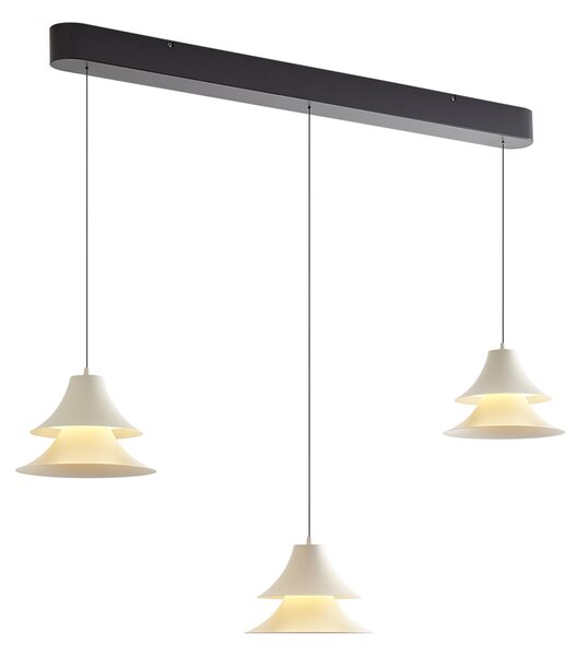Závesná lampa čierna s béžovou farbou vrátane LED 3-stupňové stmievanie 3-svetlá Easylift - Witch