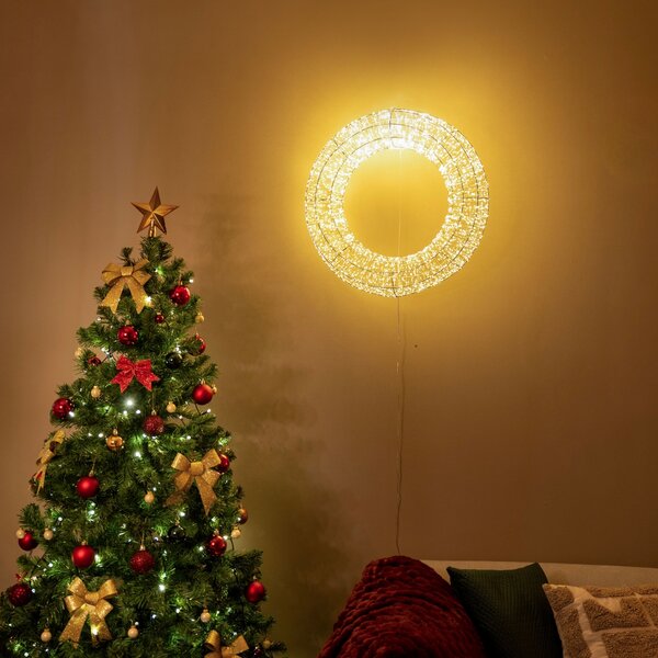 Vianočné závesné svetlo Veniec strieborný 60cm vr. LED IP44 - Nawa