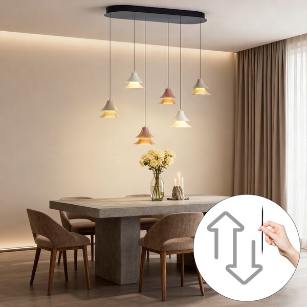 Závesná lampa viacfarebná vrátane LED stmievateľná 6-svetiel Easylift - Witch