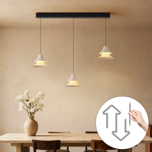 Závesná lampa čierna s béžovou farbou vrátane LED 3-stupňové stmievanie 3-svetlá Easylift - Witch