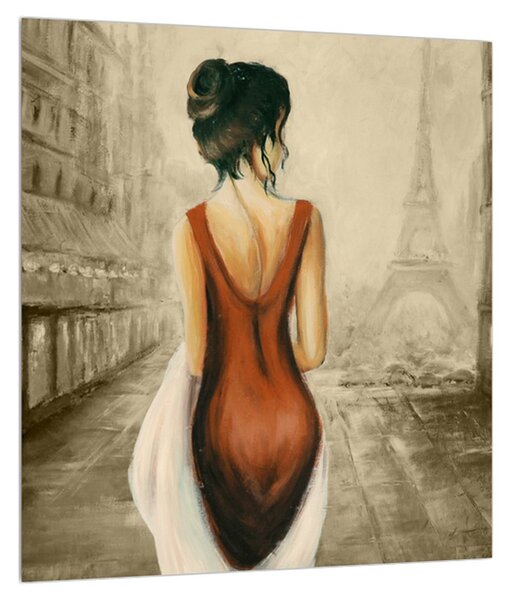 Obraz ženy a Eiffelovej veže (30x30 cm)