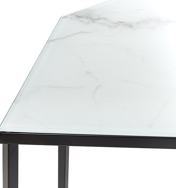 Konzolový stolík čierny a biely tvrdené sklo oceľ 120 x 35 cm efekt mramoru kovové nohy glamour moderná obývačka predsieň