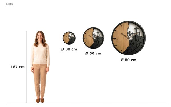 Na zakázku - 3D Dubové drevené hodiny T-Tatra 30cm-50cm-80cm