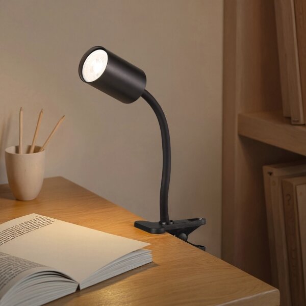 Immax NEO 08293L - Flexibilná lampa so svorkou PUNTO 1xGU10/9W/230V čierna
