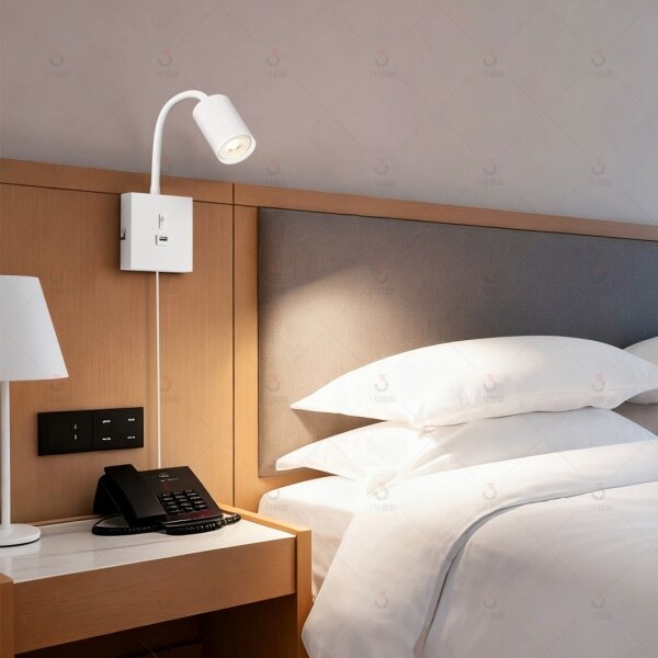 Immax NEO 08296L - Nástenné svietidlo s USB portom PUNTO 1xGU10/9W/230V biele