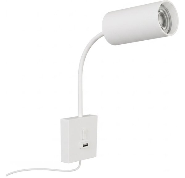 Immax NEO 08296L - Nástenné svietidlo s USB portom PUNTO 1xGU10/9W/230V biele