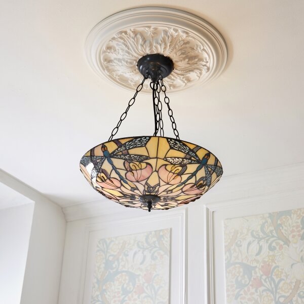 Endon 111869 - Závesný luster na reťazi Tiffany ASHTON 3xE27/10W/230V pr. 45 cm