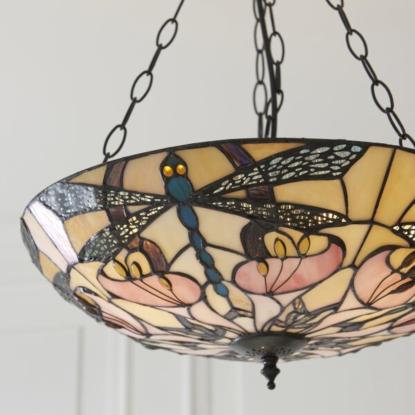 Endon 111869 - Závesný luster na reťazi Tiffany ASHTON 3xE27/10W/230V pr. 45 cm
