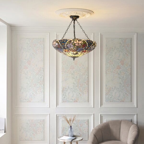 Endon 111887 - Luster na reťazi Tiffany SULLIVAN 3xE27/10W/230V pr. 57 cm