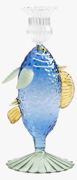 Ručne vyrobený svietnik z borosilikátového skla Fish