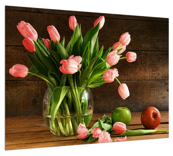 Obraz červených tulipánov vo váze (70x50 cm)
