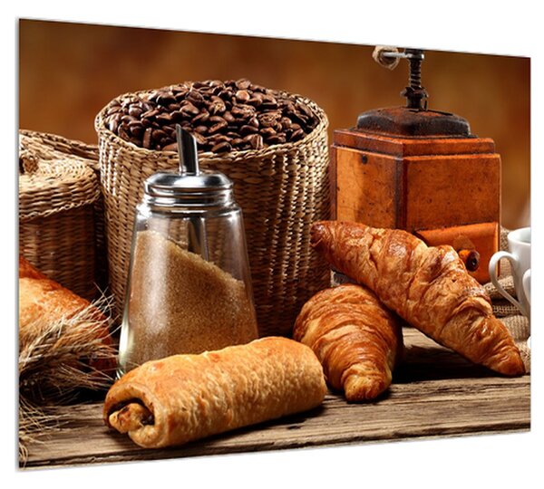 Obraz croissantov a kávy (70x50 cm)
