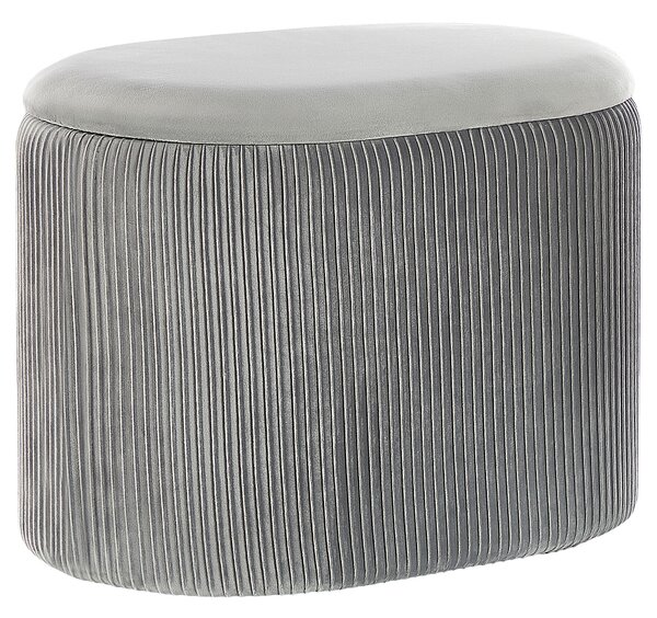 Taburet s úložným priestorom sivý zamat prešívané čalúnenie podnožka moderný glamour štýl obývačka spálňa