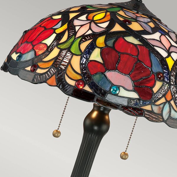 Stolová lampa Larissa v štýle Tiffany, Hnedá / staromosadz, Obývacia izba / jedáleň, Sklo, Tiffany, Stojacie svietidlo