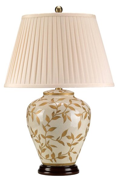 Stolová lampa Leaves s porcelánovým podstavcom, Krémová / jantárovo žltá, Keramický, Stojacie svietidlo