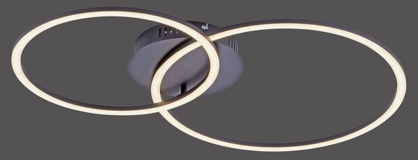 Stropné LED svetlo Ivanka, dva kruhy, čierna