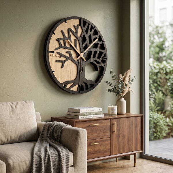 3D Dubové drevené hodiny T-Tatra Oak 30cm-50cm-80cm Strom života