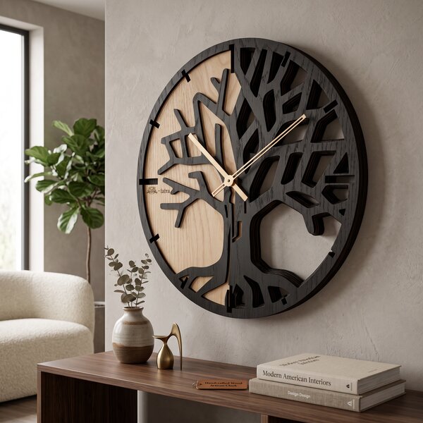 3D Dubové drevené hodiny T-Tatra Oak 30cm-50cm-80cm Strom života