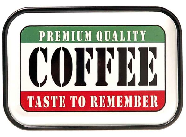Plechová retro tabuľa tácka Coffee Premium Quality (dekorácia alebo podnos s rozmermi 30 x 20 cm)