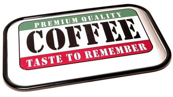 Plechová retro tabuľa tácka Coffee Premium Quality (dekorácia alebo podnos s rozmermi 30 x 20 cm)