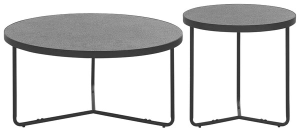 Konferenčný stolík sada 2 bočných stolov MDF doska Konferenčné stolíky Stabilný rám, okrúhly, moderné, priemyselný
