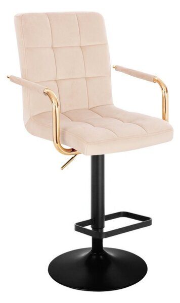 LuxuryForm DESIGN Barová stolička VERONA GOLD VELUR na čiernom tanieri - krémová