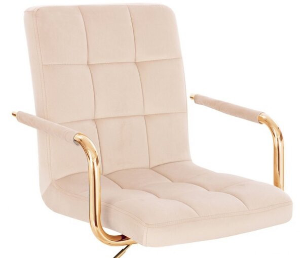 LuxuryForm DESIGN Barová stolička VERONA GOLD VELUR na čiernom tanieri - krémová