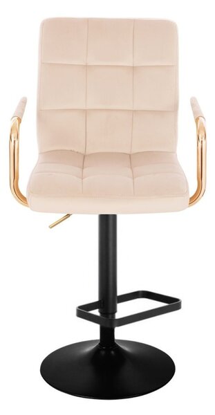 LuxuryForm DESIGN Barová stolička VERONA GOLD VELUR na čiernom tanieri - krémová
