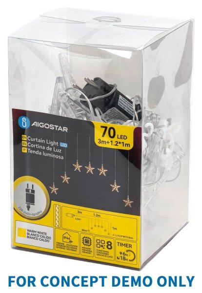 Aigostar - LED vonkajší vianočný reťazec 100xLED/8 funkcií 3xAA 10,3m IP44 studená biela