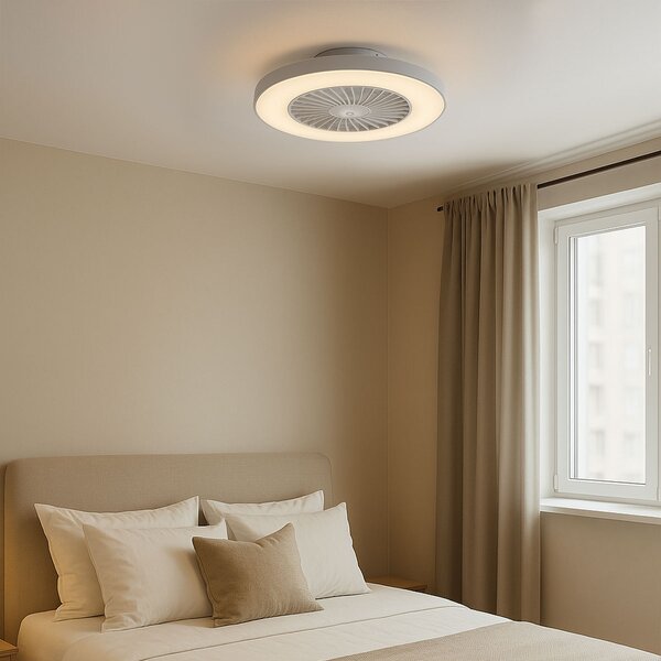 Stropný ventilátor biely s hviezdnym efektom 60 cm vrátane LED stmievateľný s diaľkovým ovládaním - Climo