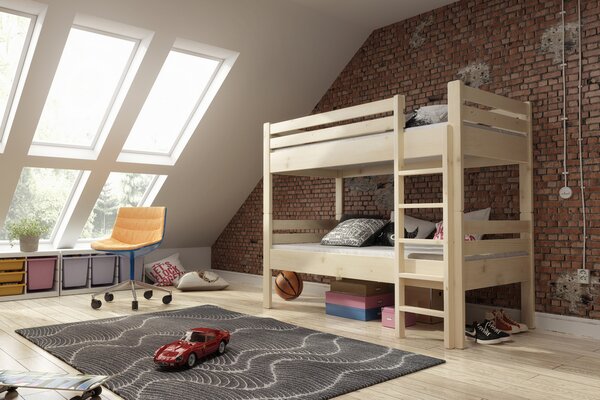 Kamil 90x200 poschodová posteľ Natural - bez povrchovej úpravy Pravé